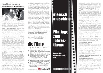 die Filme mensch maschine Filmtage zum Jahres- thema