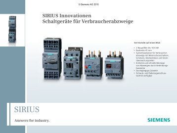 Sirius Innovationen - Schaltgeräte für Verbraucherabzweige 2010