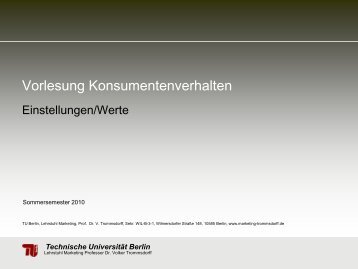 Vorlesung Konsumentenverhalten - TU Berlin