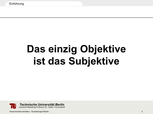 Vorlesung Konsumentenverhalten - TU Berlin
