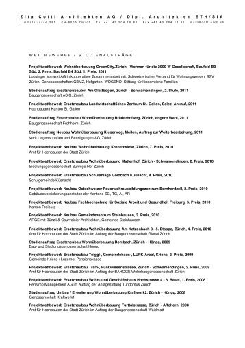 Werkliste PDF - Zita Cotti Architekten