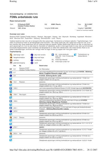 FDMs anbefalede rute