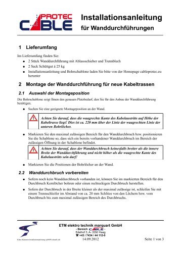 Installationsanleitung - cableprotec.eu