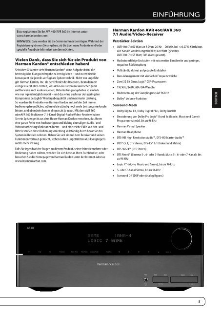 AVR 460 AVR 360 - Harman Kardon