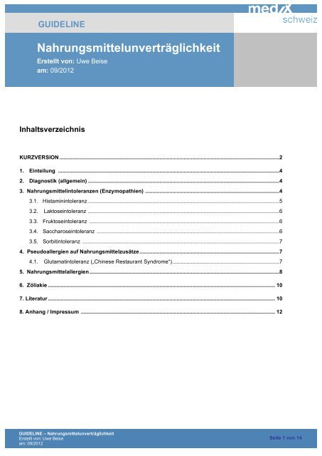 Gl Nahrungsmittelunvertraglichkeit Endversion Medix Schweiz