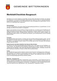 GEMEINDE BÄTTERKINDEN Merkblatt/Checkliste Baugesuch