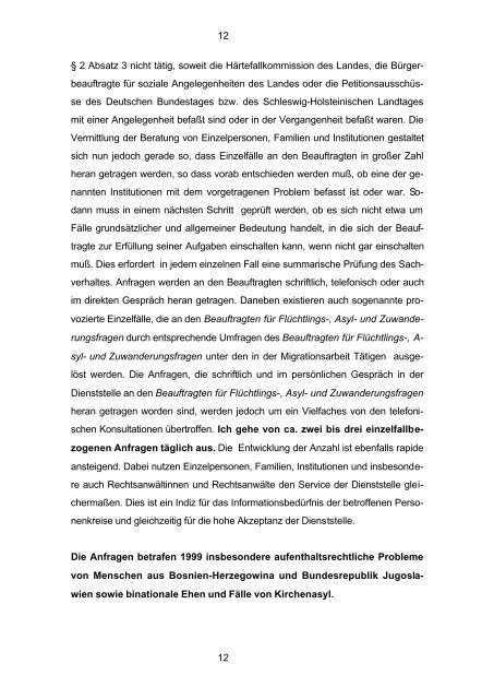 Juni 2001: Erster Tätigkeitsbericht - Flüchtlingsrat SH Homepage ...