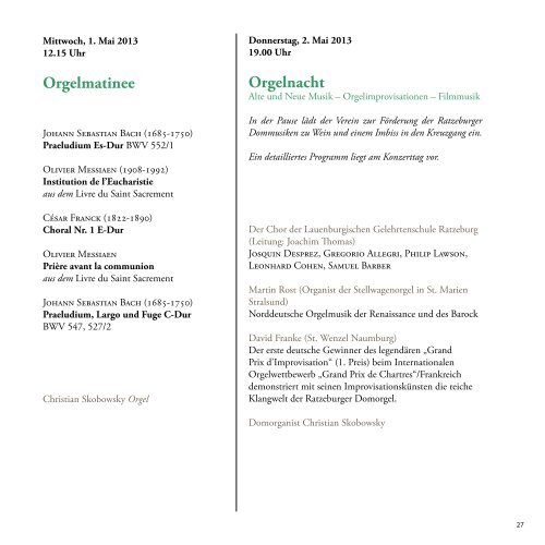 Festschrift 2013 - Der Ratzeburger Dom