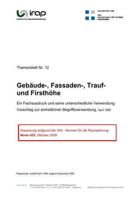 Nr. 12: Gebäude-, Fassaden-, Trauf- und Firsthöhe - IRAP