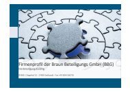 Firmenprofil der Braun Beteiligungs GmbH (BBG)