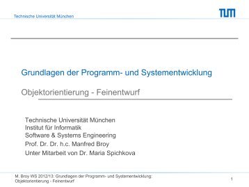 Feinentwurf - Software and Systems Engineering - Technische ...