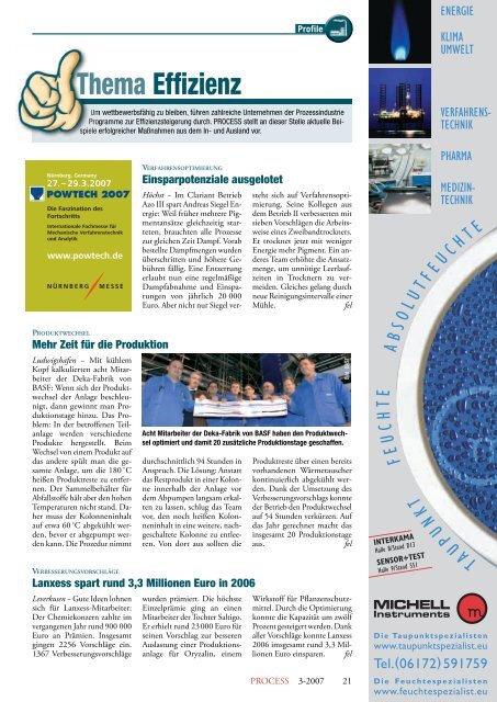 POWTECH/TechnoPharm Messeausgabe ab Seite 26