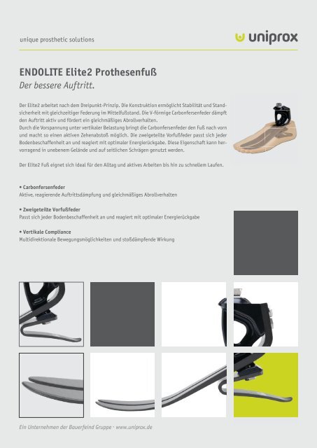 ENDOLITE Elite2 Prothesenfuß Der bessere Auftritt. - uniprox