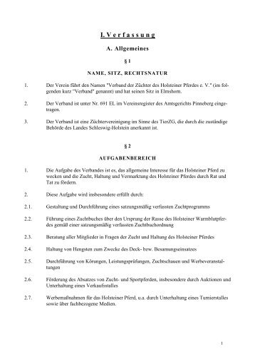 Die Satzung des Holsteiner Verbandes zum Download (PDF)