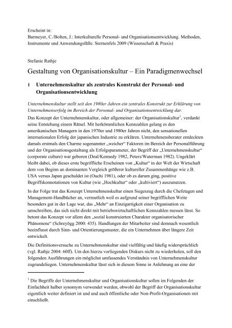 Gestaltung von Organisationskultur - stefanie-rathje.com