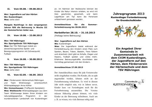 Flyer Ferienbetreuung 2013 - Die Härten