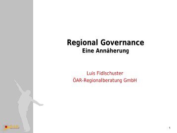 Regional Governance – Eine Annäherung - Regiosuisse