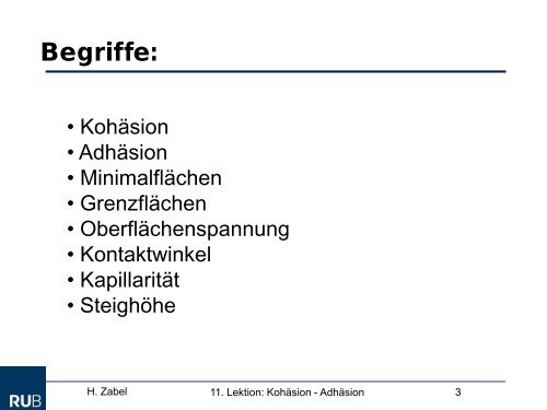 Kohäsion und Adhäsion