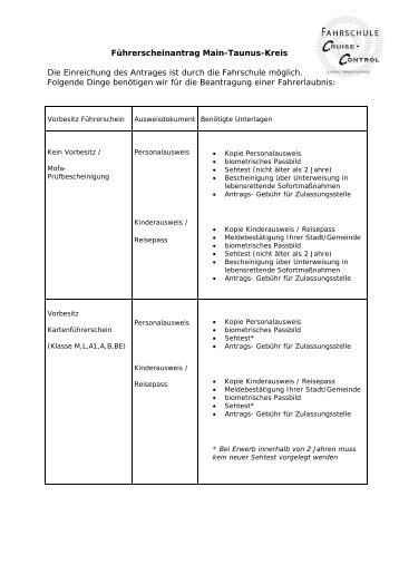 Führerscheinantrag Main-Taunus-Kreis