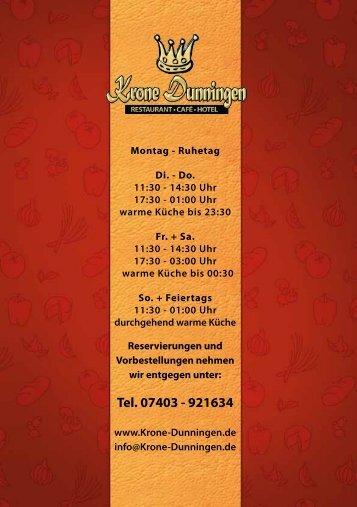 Tel. 07403 - 921634 - Krone Dunningen