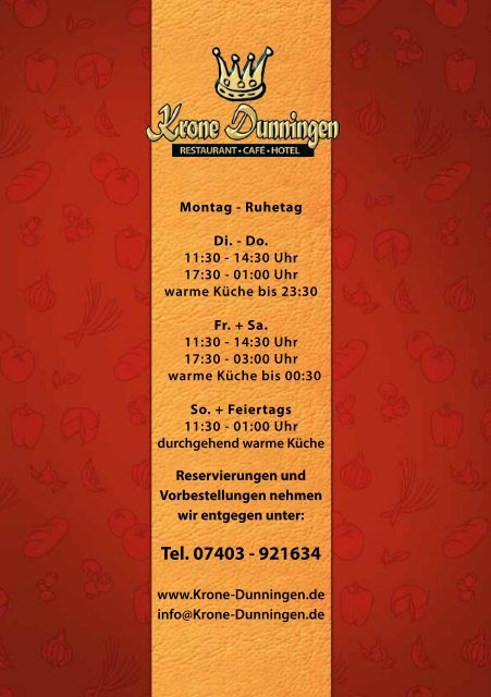 Tel. 07403 - 921634 - Krone Dunningen