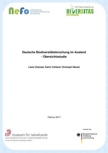Deutsche Biodiversitätsforschung im Ausland - Übersichtsstudie - VBio