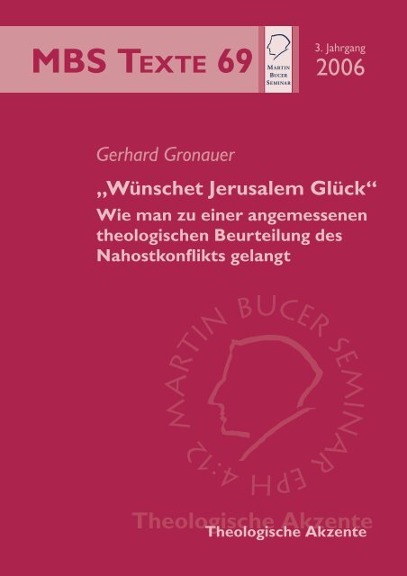 „Wünschet Jerusalem Glück!“ - Martin Bucer Seminar