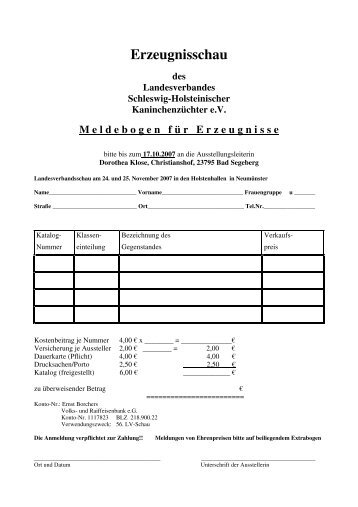 Erzeugnisschau - Landesverband Schleswig-Holstein