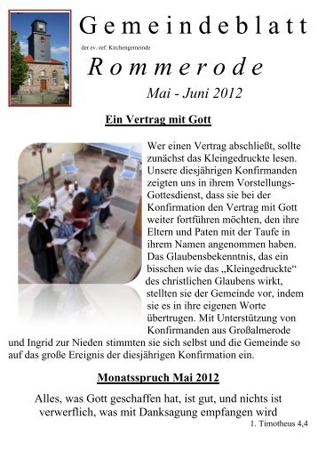 Gemeindeblatt Rommerode Mai-Juni 2012 - Ev. Kirchengemeinden ...