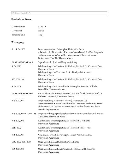 Curriculum Vitae - Universität Passau