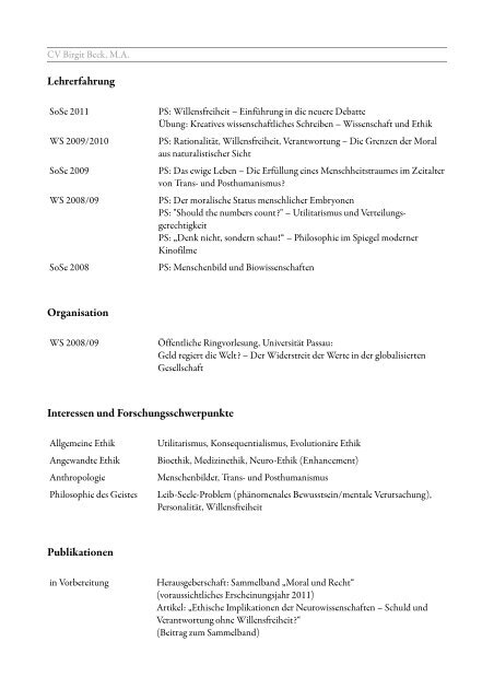 Curriculum Vitae - Universität Passau