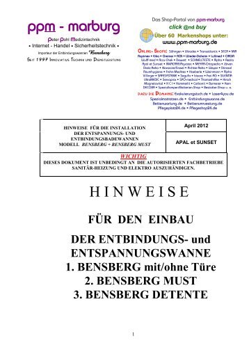 H I N W E I S E ppm - marburg - Entbindungswannen Bensberg ...