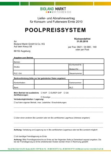 POOLPREISSYSTEM - Bioland Markt Gmbh