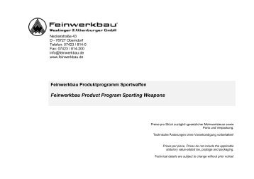 Feinwerkbau Product Program Sporting Weapons - Euroshooting