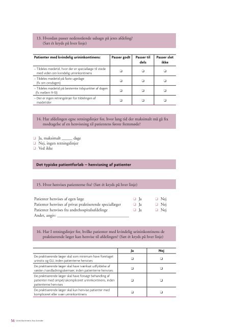 Evaluering af urininkontinens hos kvinder - Sundhedsstyrelsen