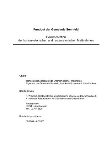 Restaurierungsbericht - Gemeinde Sennfeld