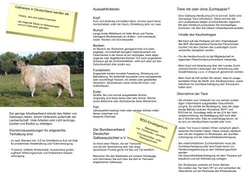 Auswahlkriterien - Bundesverband Deutscher Galloway-Züchter eV