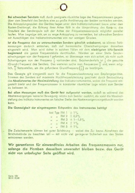 Betriebsanweisung für Frequenzmesser - Historische-Messtechnik.de