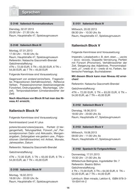 Kurz-Programm '13 - vhs Beilngries