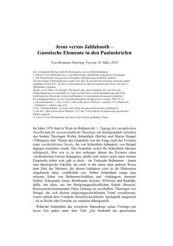 Jesus versus Jaldabaoth – Gnostische Elemente in ... - Radikalkritik