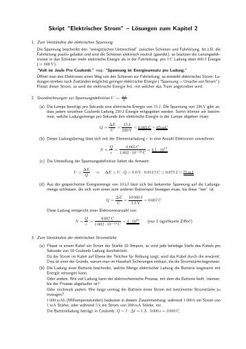 Skript “Elektrischer Strom” – Lösungen zum Kapitel 2