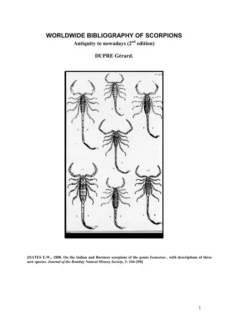 Gerard Dupre's Scorpion Bibliography (2. ed.) - NTNU