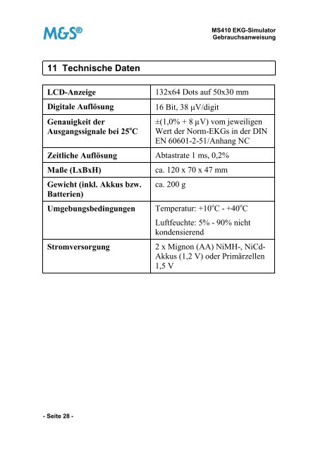 Gebrauchsanweisung - Müller & Sebastiani Elektronik GmbH