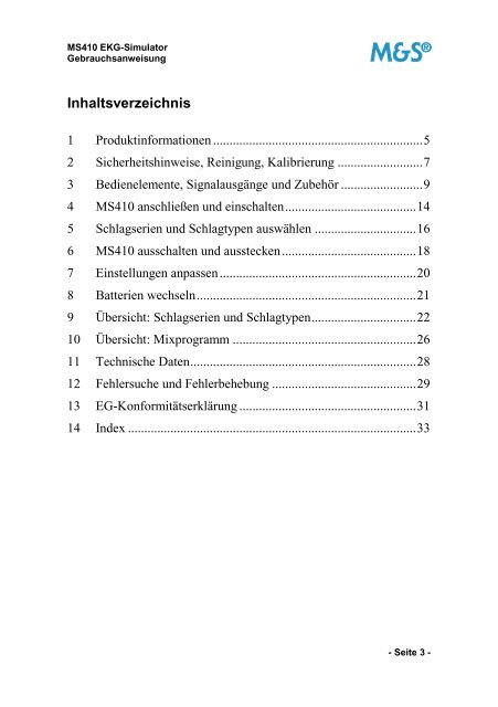 Gebrauchsanweisung - Müller & Sebastiani Elektronik GmbH