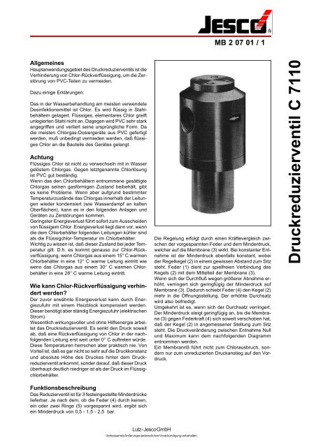 Druckreduzierventil C 7110 - Lutz-Jesco GmbH
