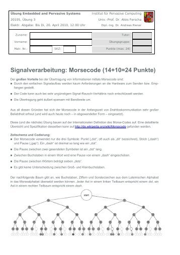 Signalverarbeitung: Morsecode (14+10=24 Punkte) - Institut für ...