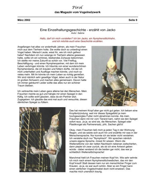 das Magazin vom Vogelnetzwerk - Pirol