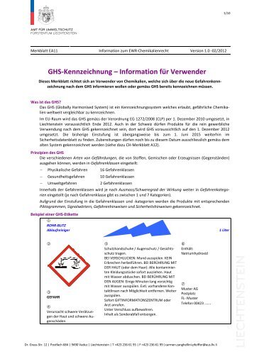 GHS-Kennzeichnung – Information für Verwender