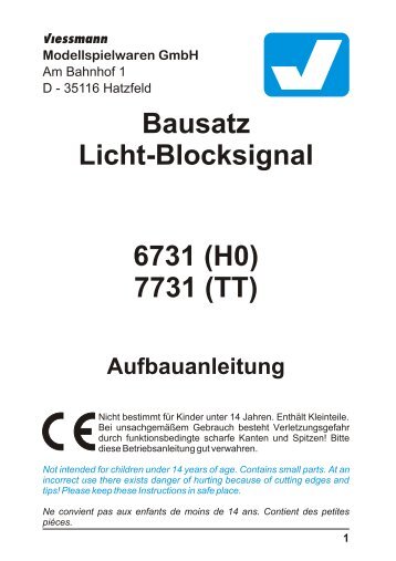 Bedienungsanleitung - Viessmann Modellspielwaren GmbH