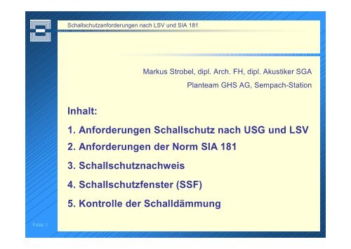 Kontrollen - Schweizerische Gesellschaft für Akustik